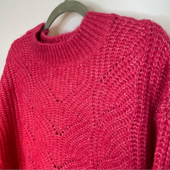 NWT Mango Contrasting‎ Knit Sweater Pink Large - Picture 7 of 14